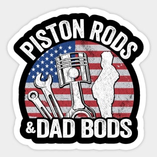 Piston Rods And Dad Bods Funny Mechanic Sticker